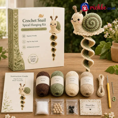🦋🧶Crochet Spiral Hanging Kit – Beginner-Friendly DIY Garden Animal Decor 🍃 - Snail Bloom 🐌🌿 - £10 - £19.99
