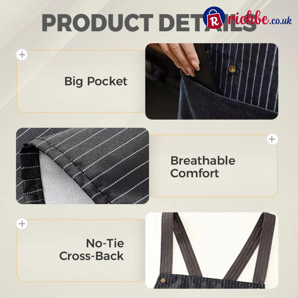 Cross-Back Waterproof Apron with Detachable Hand Towel - Houseware & Kitchen