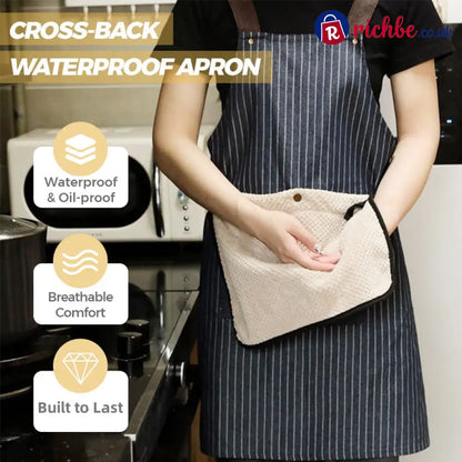 Cross-Back Waterproof Apron with Detachable Hand Towel - Houseware & Kitchen