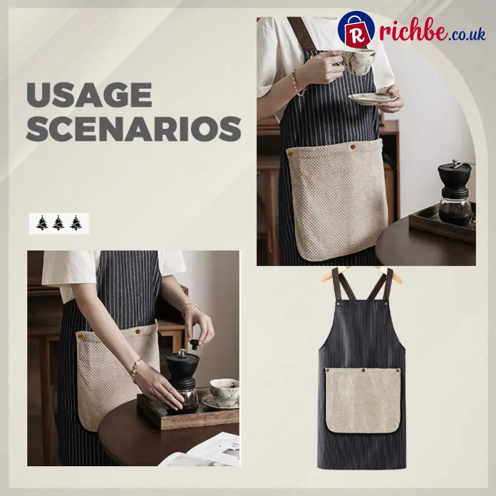 Cross-Back Waterproof Apron with Detachable Hand Towel - Houseware & Kitchen