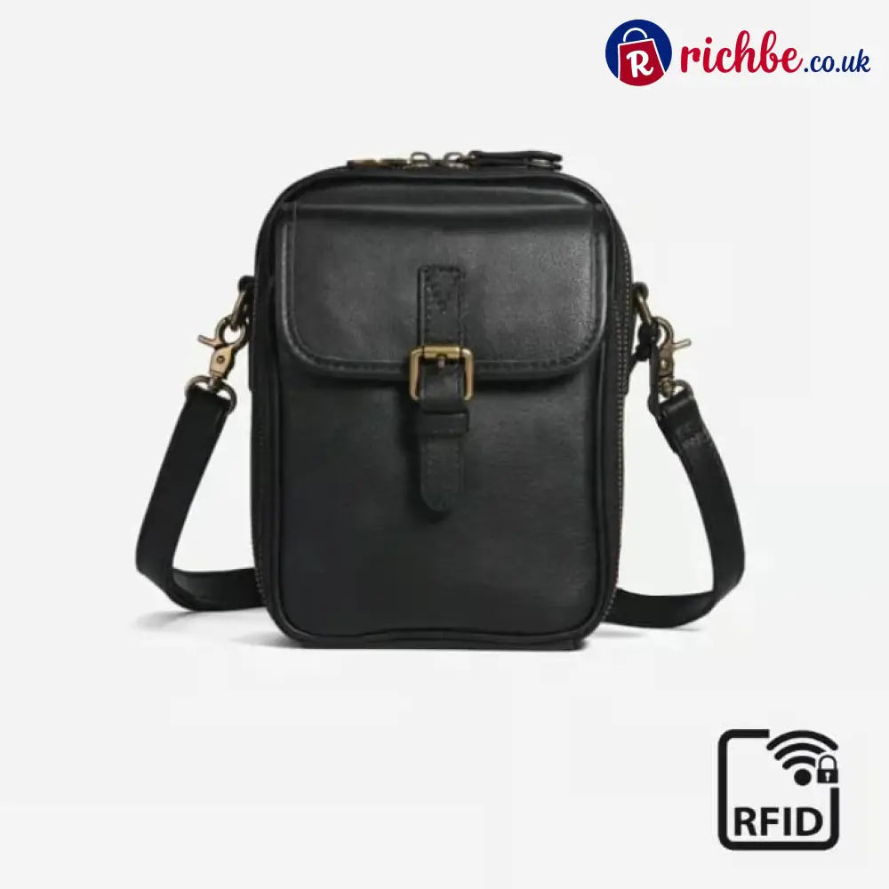 🔥 Crossbody Leather RFID Bag - Black