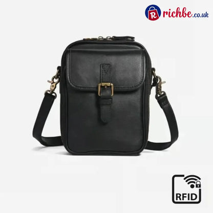 🔥 Crossbody Leather RFID Bag - Black