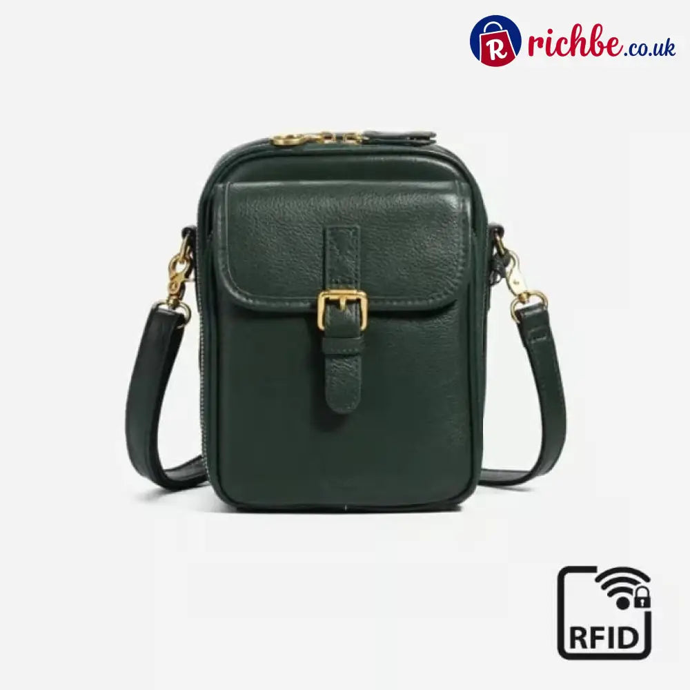 🔥 Crossbody Leather RFID Bag - Green