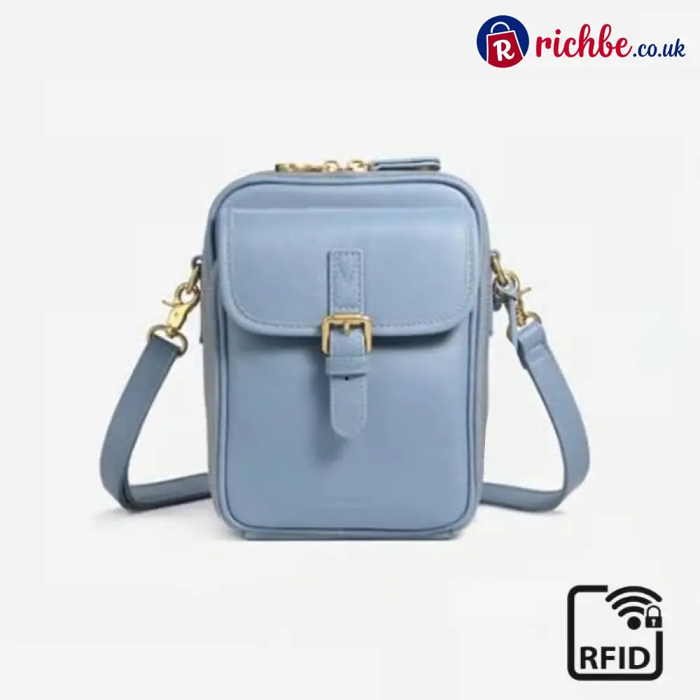 🔥 Crossbody Leather RFID Bag - Light Blue (New Colors)