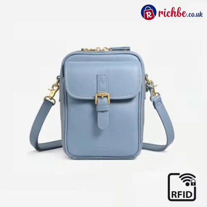 🔥 Crossbody Leather RFID Bag - Light Blue (New Colors)