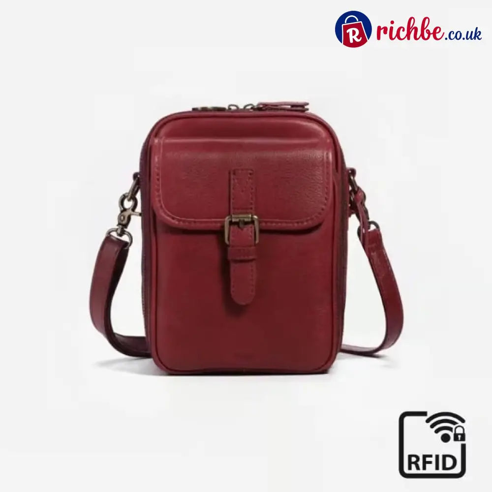 🔥 Crossbody Leather RFID Bag - Wine