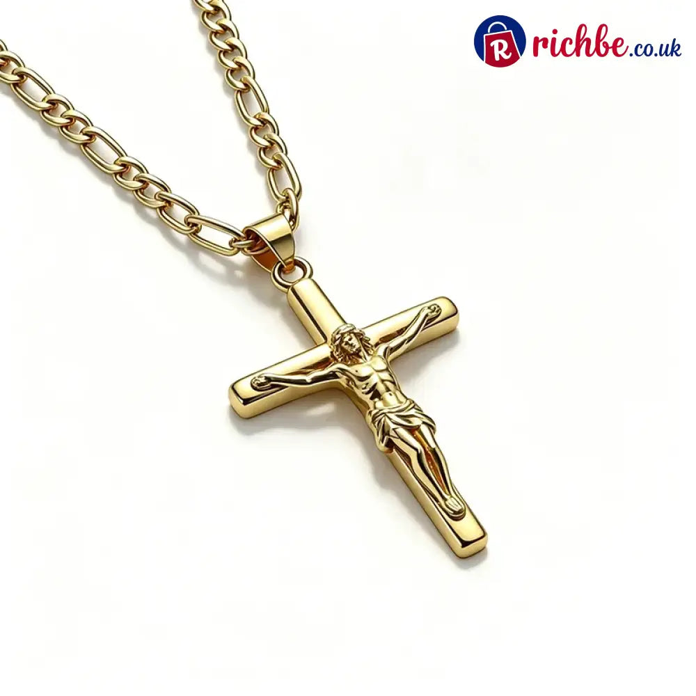 Crucifix Pendant Necklace for Men & Women - Gold / NK Chain