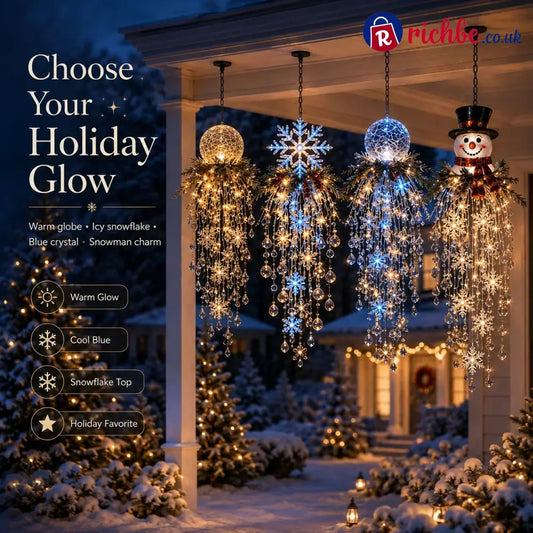 Crystal Cascade Christmas Light – Hanging Snowflake & Crystal LED Porch Décor ✨❄️ - Snowflake / 26*50cm - 🎄Christmas