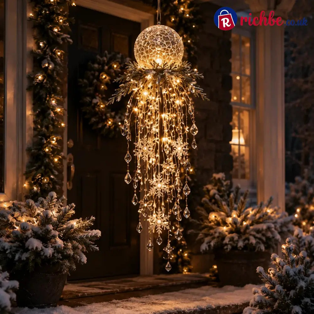 Crystal Cascade Christmas Light – Hanging Snowflake & Crystal LED Porch Décor ✨❄️ - 🎄Christmas
