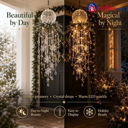 Crystal Cascade Christmas Light – Hanging Snowflake & Crystal LED Porch Décor ✨❄️ - 🎄Christmas