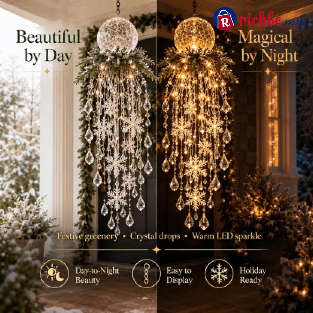 Crystal Cascade Christmas Light™ – Hanging Snowflake & Crystal LED Porch Décor ✨❄️