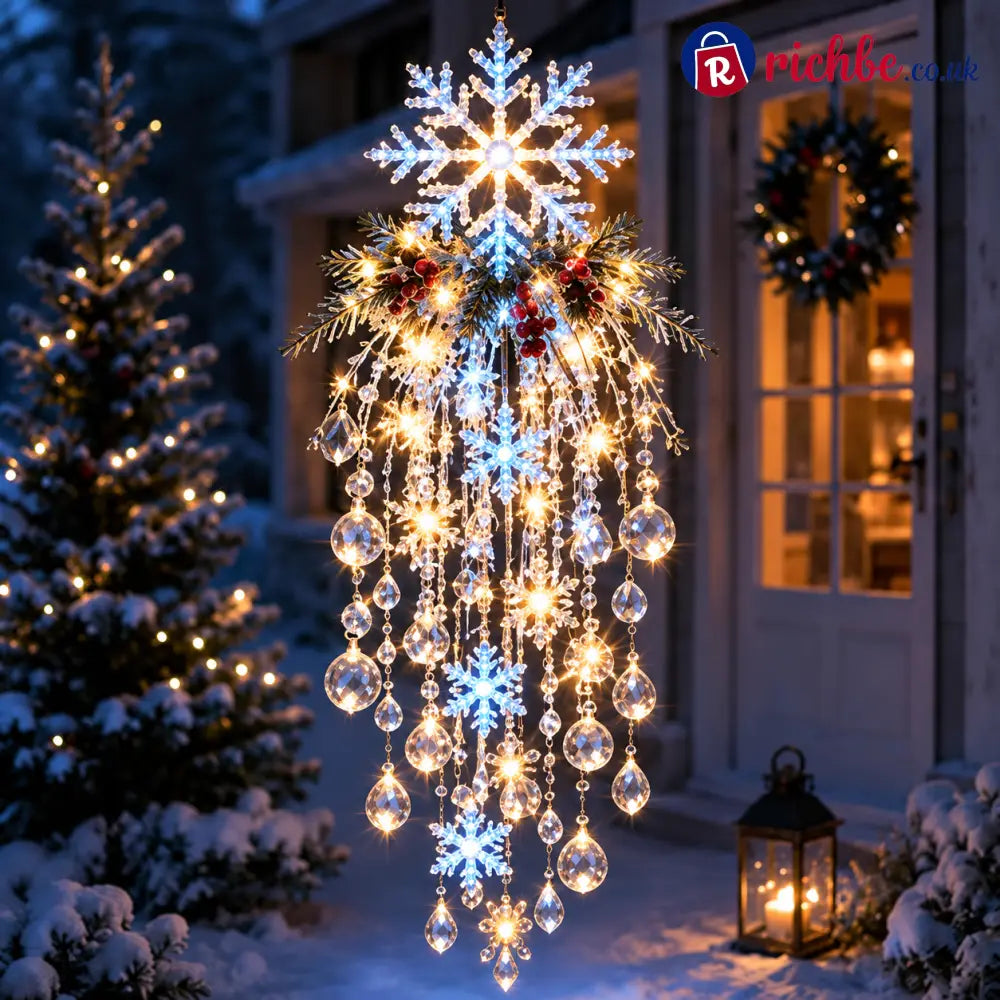 Crystal Cascade Christmas Light™ – Hanging Snowflake & Crystal LED Porch Décor ✨❄️ - Snowflake