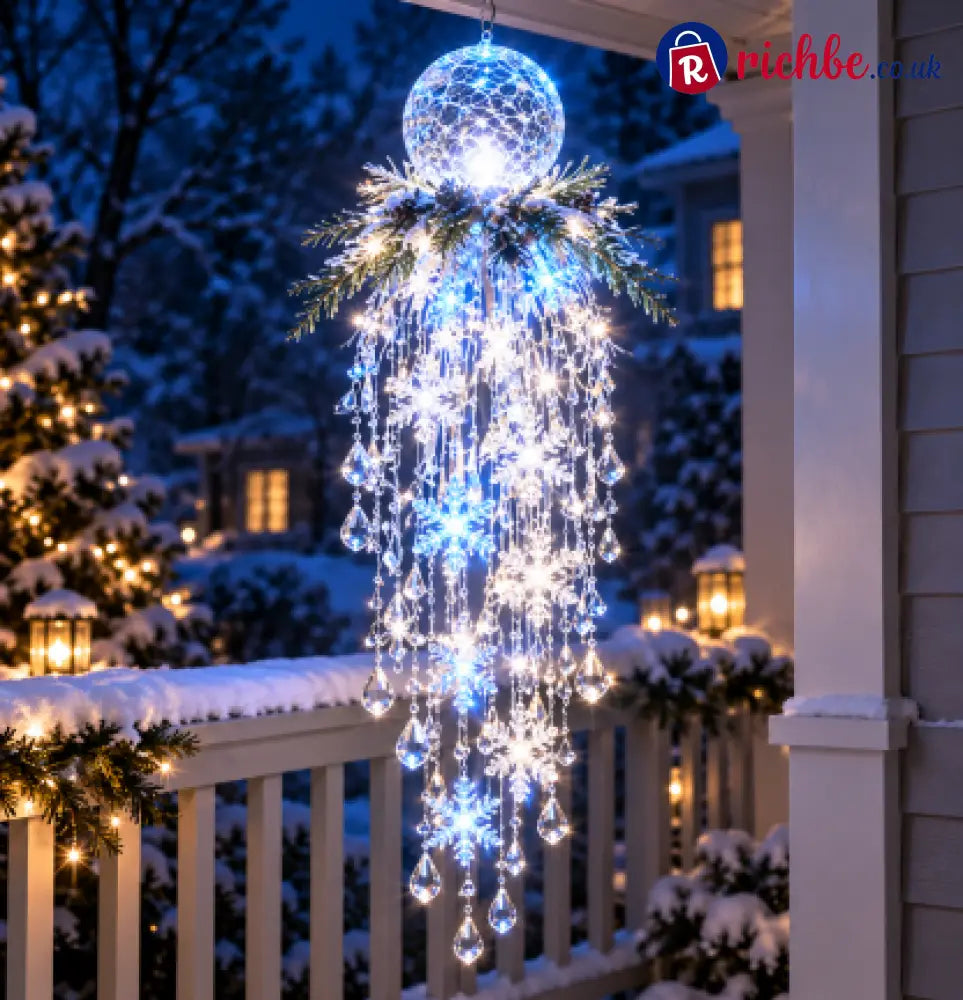 Crystal Cascade Christmas Light™ – Hanging Snowflake & Crystal LED Porch Décor ✨❄️