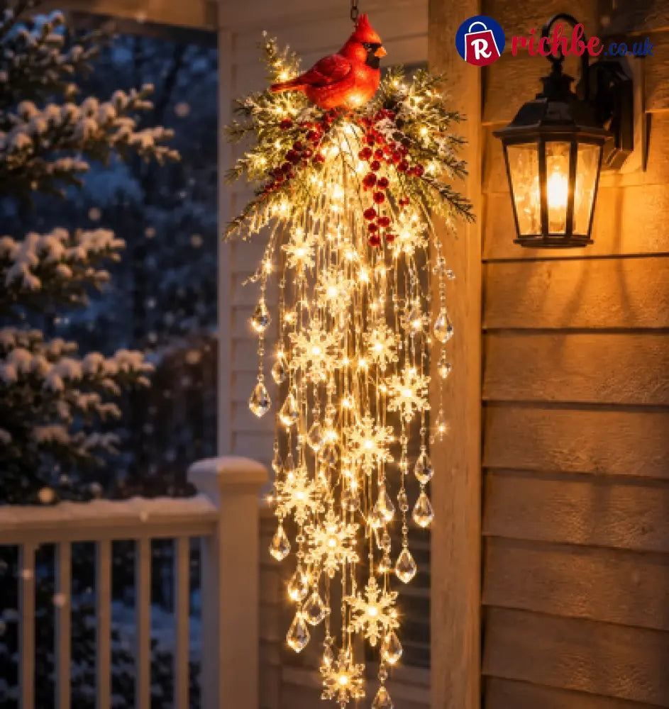 Crystal Cascade Christmas Light™ – Hanging Snowflake & Crystal LED Porch Décor ✨❄️