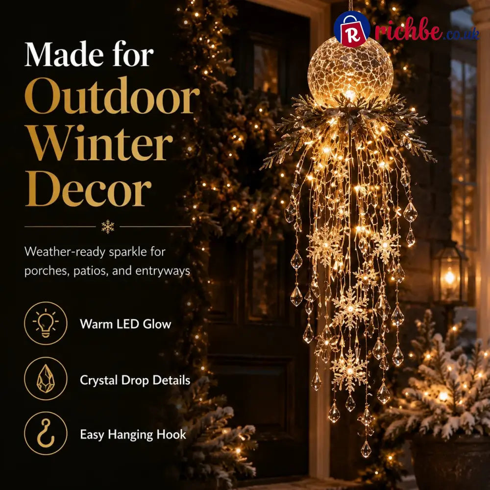 Crystal Cascade Christmas Light – Hanging Snowflake & Crystal LED Porch Décor ✨❄️ - 🎄Christmas