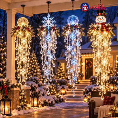 Crystal Cascade Christmas Light™ – Hanging Snowflake & Crystal LED Porch Décor ✨❄️ - Blue Glow Hockey Puck