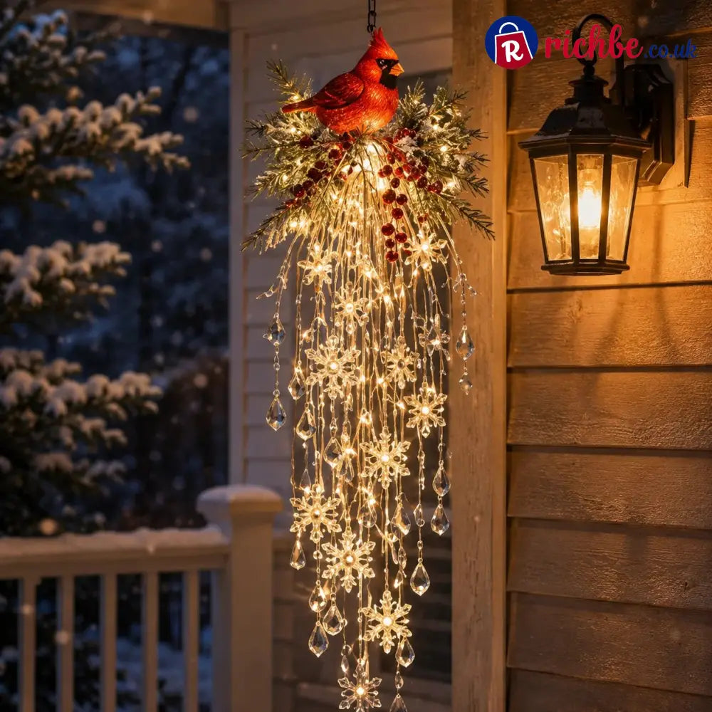 Crystal Cascade Christmas Light – Hanging Snowflake & Crystal LED Porch Décor ✨❄️ - Cardinal / 26*50cm - 🎄Christmas