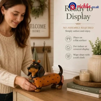 Cute Halloween Dachshund Pumpkin Resin Figurine