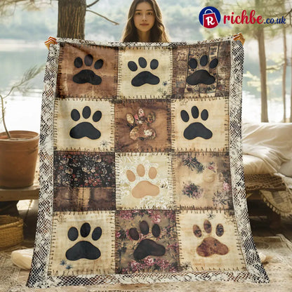 🐶🐾Cute Paw Print Soft Flannel Blanket – Snuggly Warm Lovely Home Decor 🛌 - Khaki / 70×100 cm (27.6×39.4 inch) - Home &