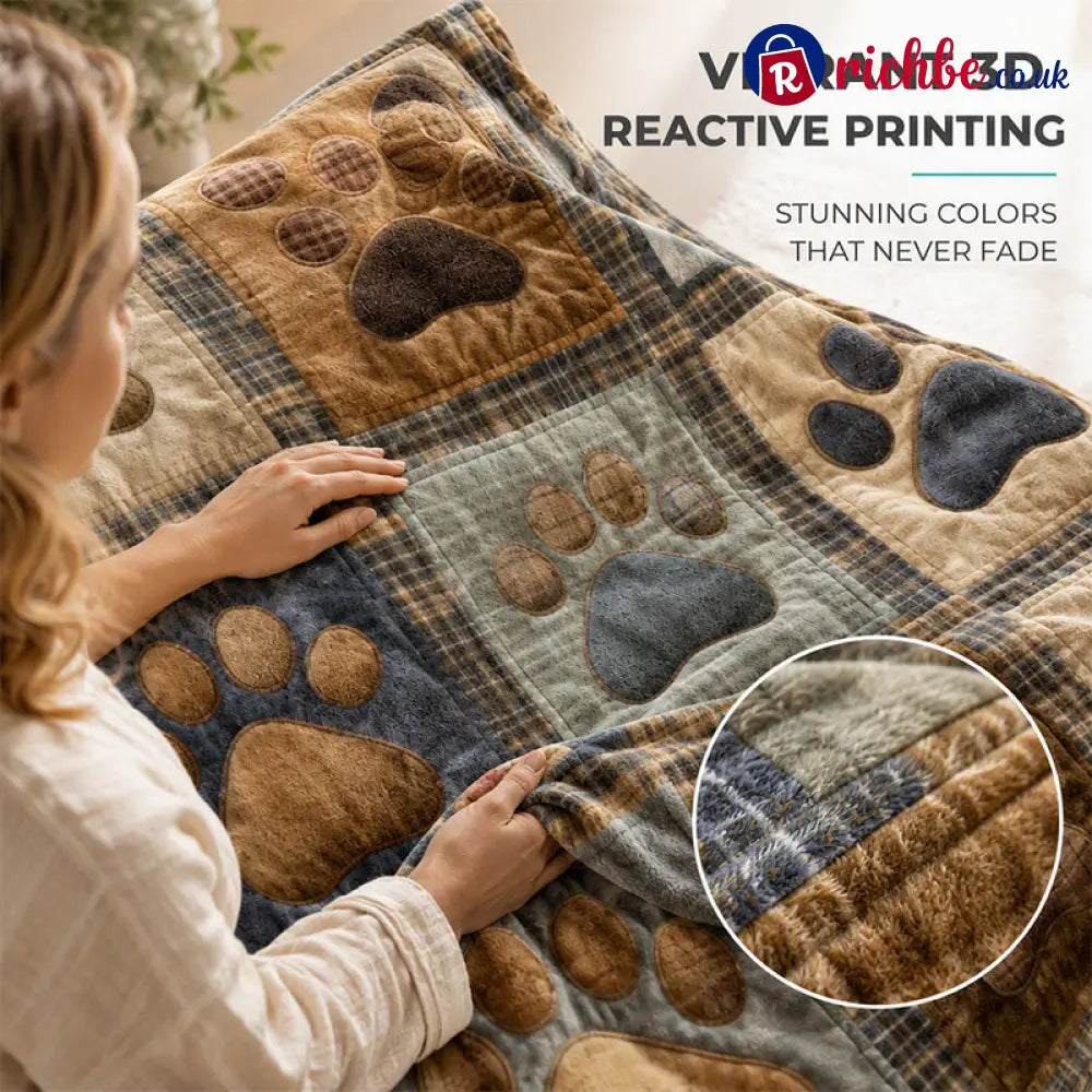 🐶🐾Cute Paw Print Soft Flannel Blanket – Snuggly Warm Lovely Home Decor 🛌 - Home & Living