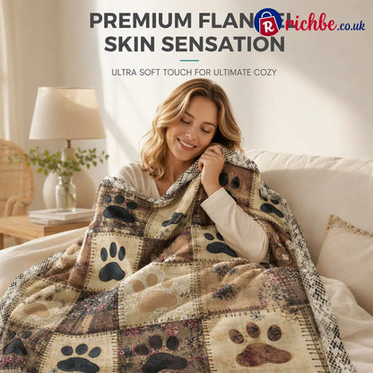 🐶🐾Cute Paw Print Soft Flannel Blanket – Snuggly Warm Lovely Home Decor 🛌 - Home & Living