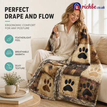 🐶🐾Cute Paw Print Soft Flannel Blanket – Snuggly Warm Lovely Home Decor 🛌 - Home & Living