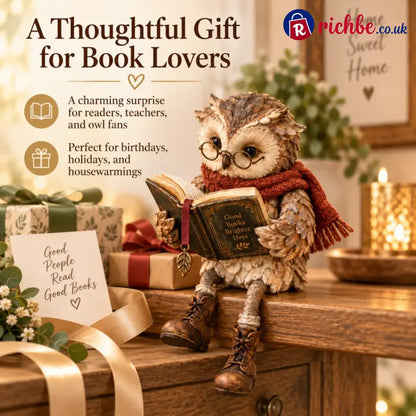 🦉 Cute Reading Owl Ornament | Book Nook Shelf Decor - Houseware & Kitchen