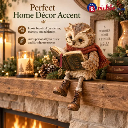 🦉 Cute Reading Owl Ornament | Book Nook Shelf Decor - Houseware & Kitchen