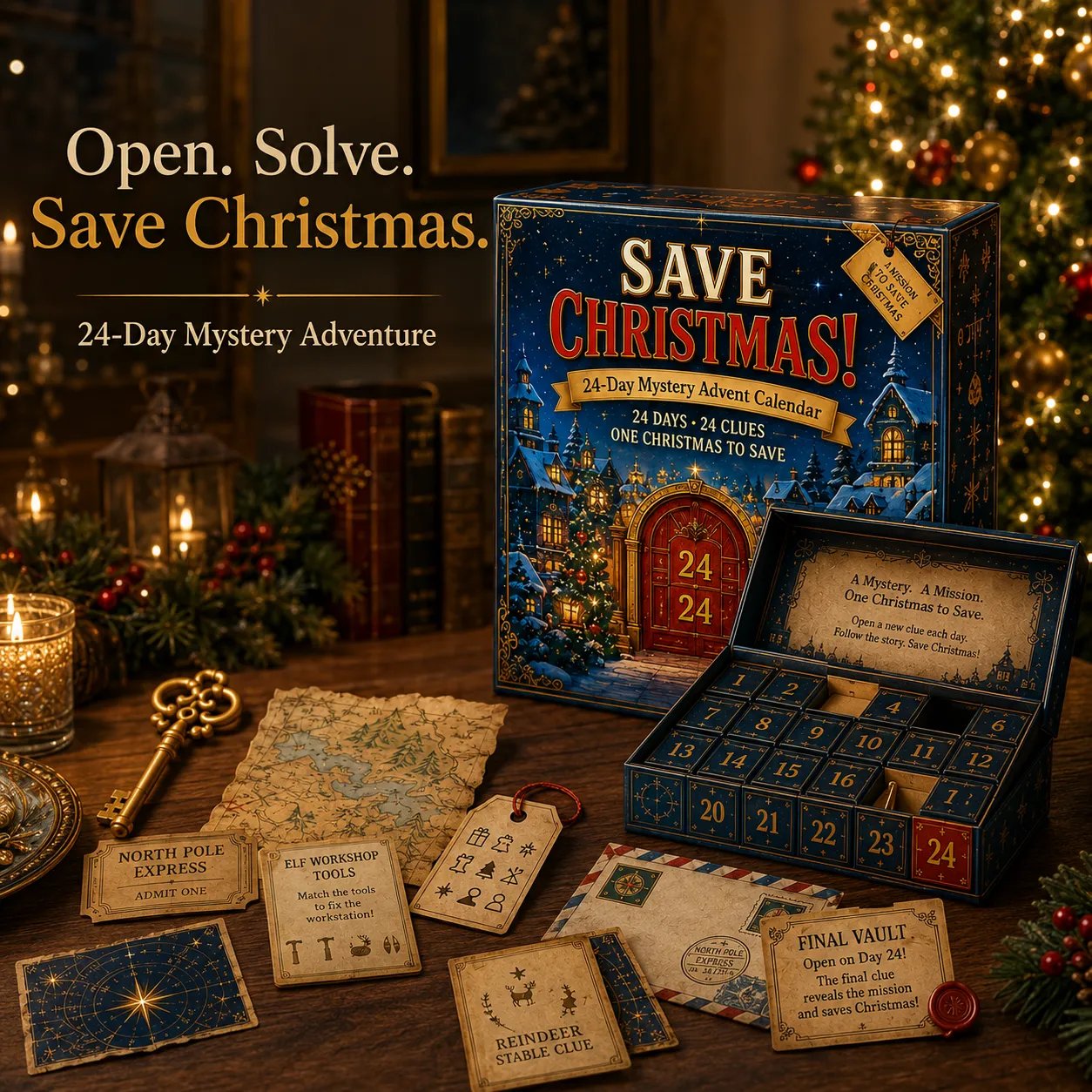 ⏳ Last Day 50% OFF – 🎁✨24-Day Mystery Adventure Advent Calendar Collection | 24 Clues, Hands-On Puzzles & One Final Reveal