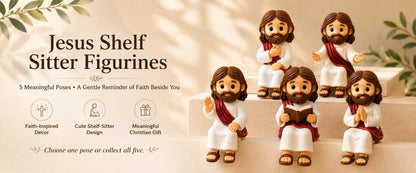 ✝️🙏 Jesus Shelf Sitter Figurines – 5 Meaningful Poses ❤️ Christian Faith Desk & Shelf Décor 🎁