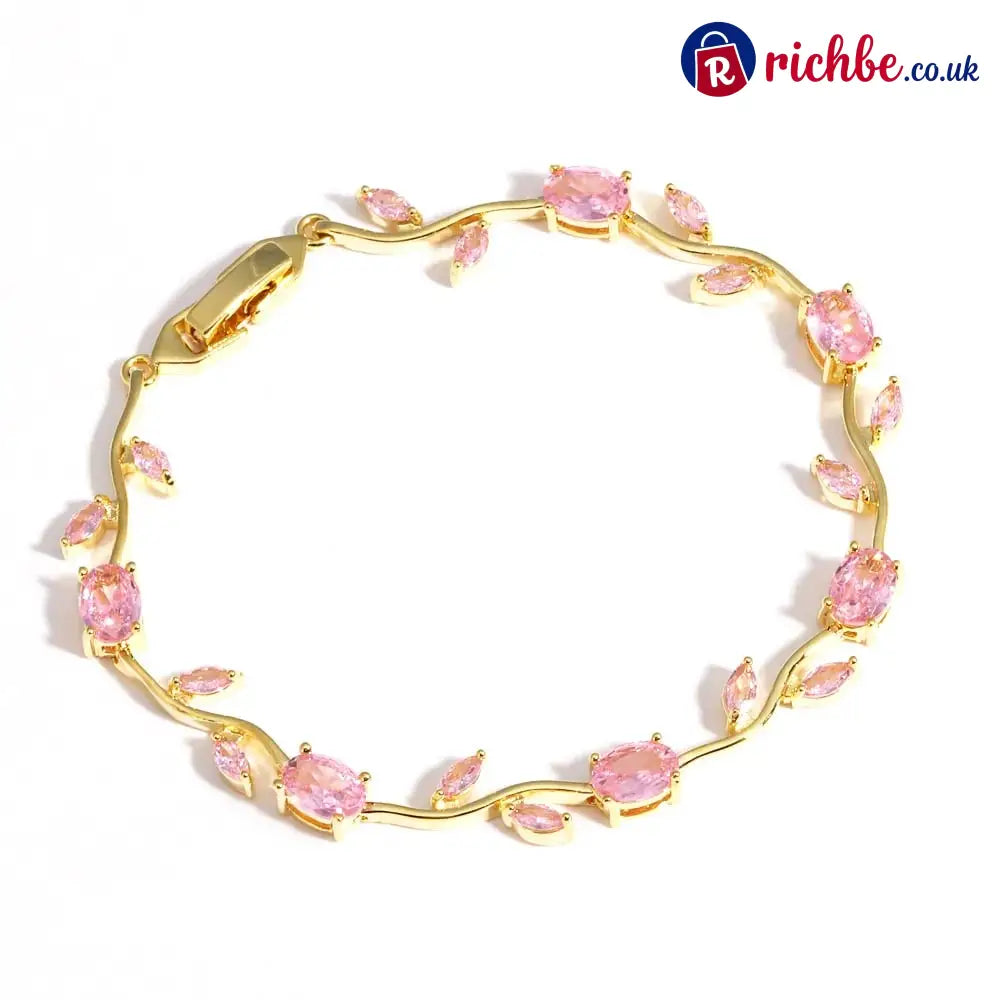 🎁💞Dainty Rose Bracelet - Gold / Pink