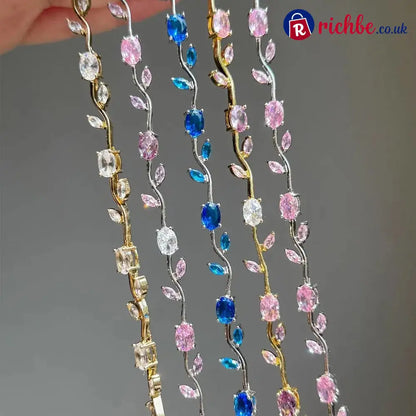 🎁💞Dainty Rose Bracelet - Gold / Pink + White + Pinkish purple + Blue
