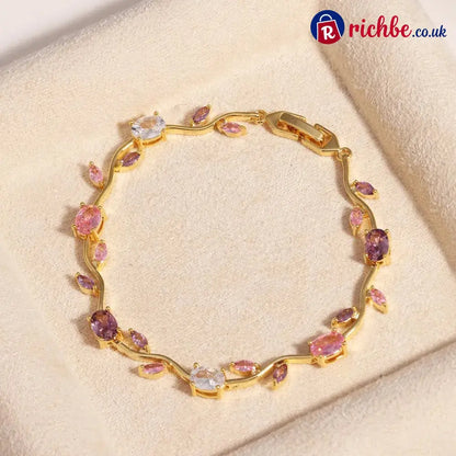 🎁💞Dainty Rose Bracelet - Gold / Pinkish purple