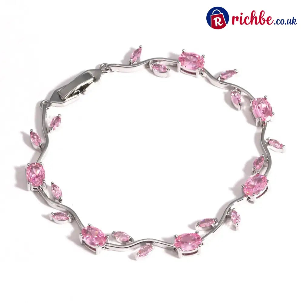🎁💞Dainty Rose Bracelet - Silver / Pink