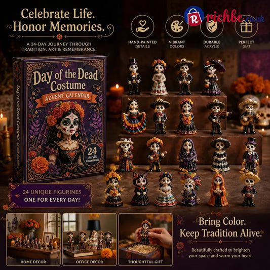 Day of the Dead Costume Advent Calendar 2026 - 24-Day Festive Countdown Acrylic Charms Blind Box - Advent Calendar