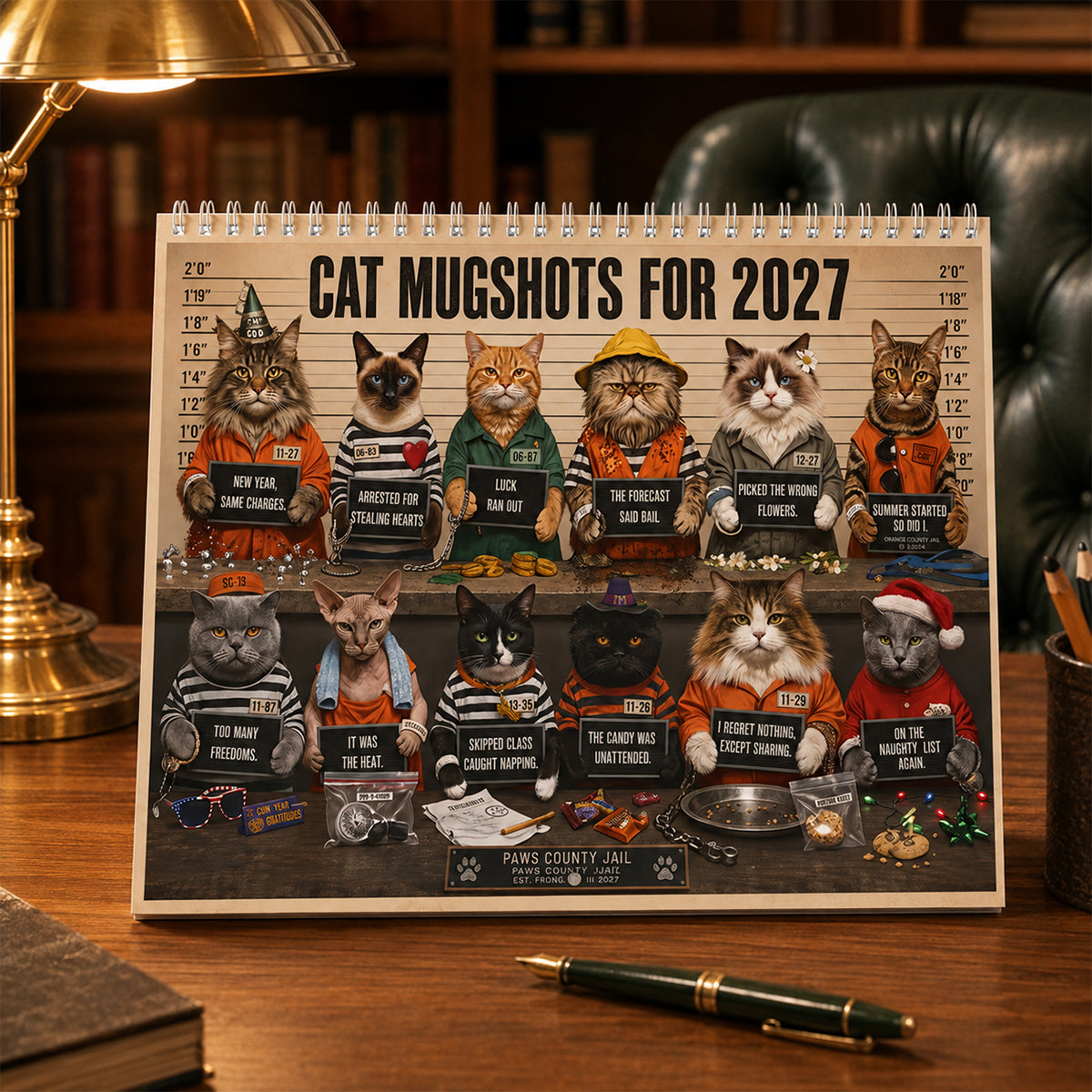 😂Funny Cat Mugshots 2027 Calendar