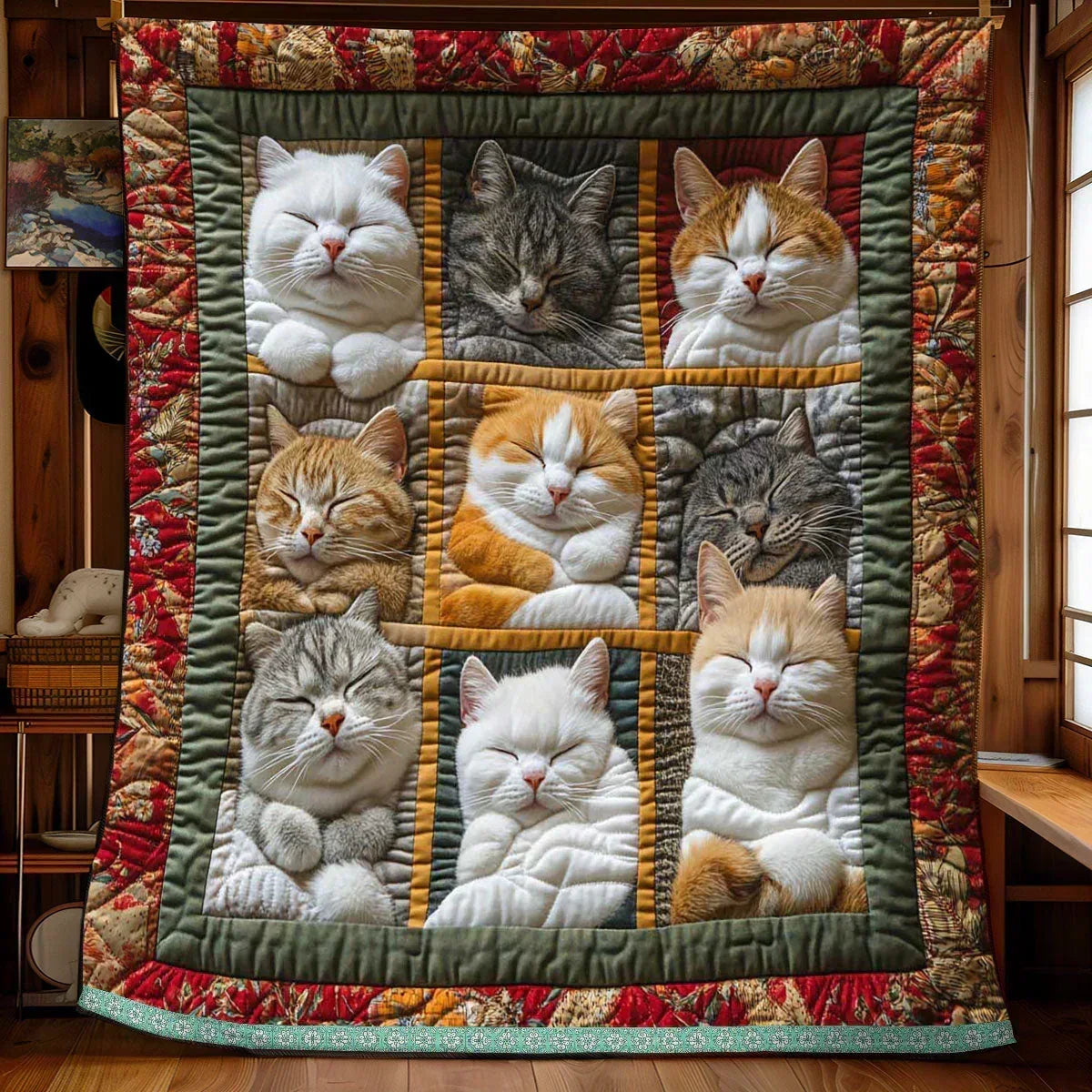 🥰2026 HOT SALE-48% OFF!!🐈Cozy 9‑Panel Sleeping Cats Blanket – Ultra‑Soft Flannel, Reversible Design, Perfect for Sofa, Bed & Travel 🌙✨