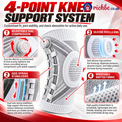 Dial-Adjustable Sports Knee Brace with Alloy Spring Support