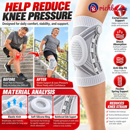 Dial-Adjustable Sports Knee Brace with Alloy Spring Support