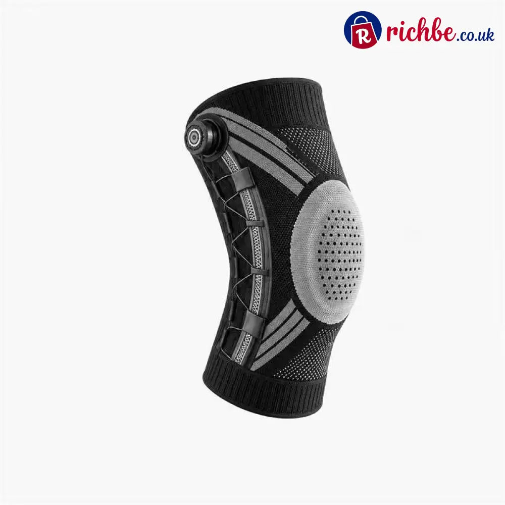 Dial-Adjustable Sports Knee Brace with Alloy Spring Support - Black / Left / M