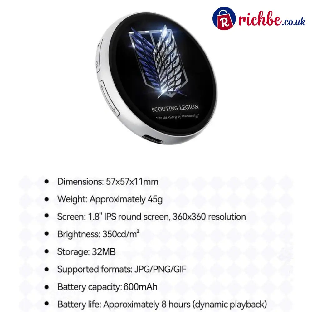 🔥Digital Badge Photo Video GIF Display Screen Pins Pixel Touchscreen Lightweight 500mAh