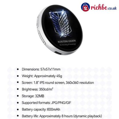 🔥Digital Badge Photo Video GIF Display Screen Pins Pixel Touchscreen Lightweight 500mAh