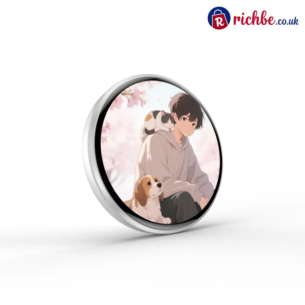 🔥Digital Badge Photo Video GIF Display Screen Pins Pixel Touchscreen Lightweight 500mAh - Pin-back Style / White