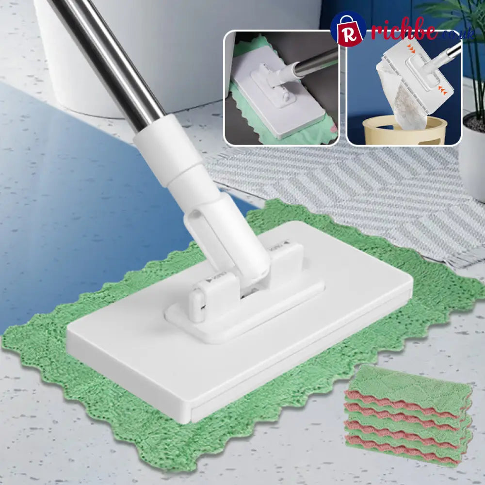 🧹Disposable Dust Mop with 4 Reusable Cloths✨Lightweight Floor Dusting Mop For Hardwood Tile Floors - Houseware & Kitchen