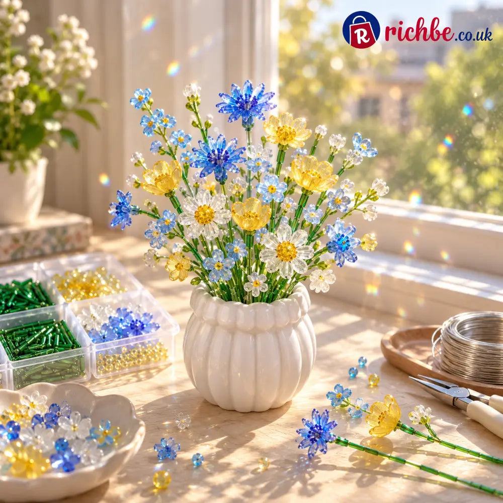 🌼✨DIY Beaded Wildflower Bouquet Kit – Handmade Crystal Flower Craft Set🌸✨ - ✨Blue Meadow