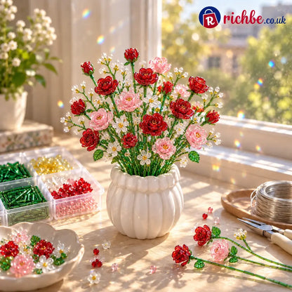 🌼✨DIY Beaded Wildflower Bouquet Kit – Handmade Crystal Flower Craft Set🌸✨ - 🌸Blushing Rose