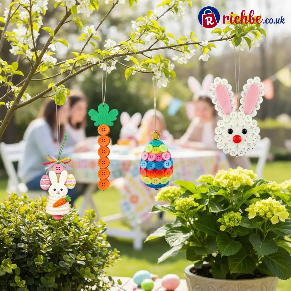 🐰🎨 DIY Easter Button Pendants – Fun Easy & Perfect for All Ages! 🥕🌸