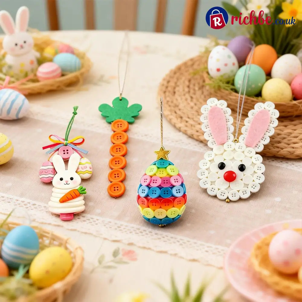 🐰🎨 DIY Easter Button Pendants – Fun Easy & Perfect for All Ages! 🥕🌸