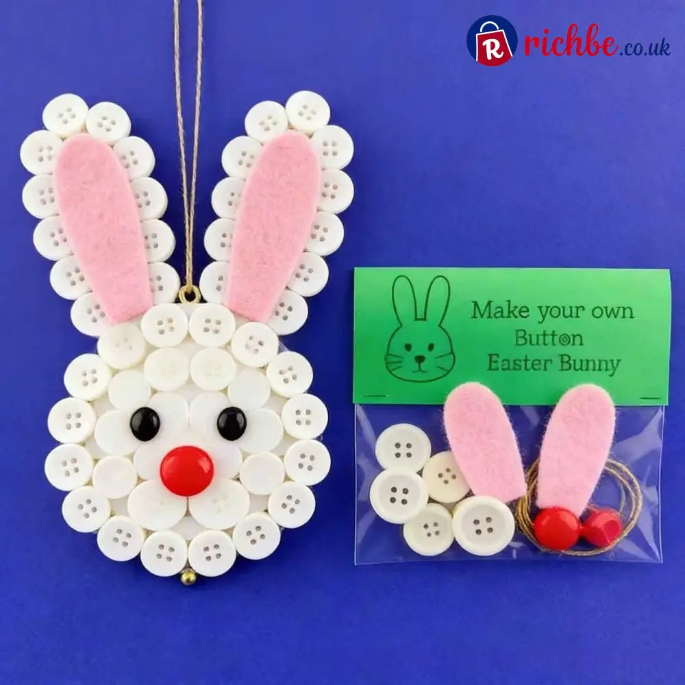 🐰🎨 DIY Easter Button Pendants – Fun Easy & Perfect for All Ages! 🥕🌸 - 🐰Bunny Head