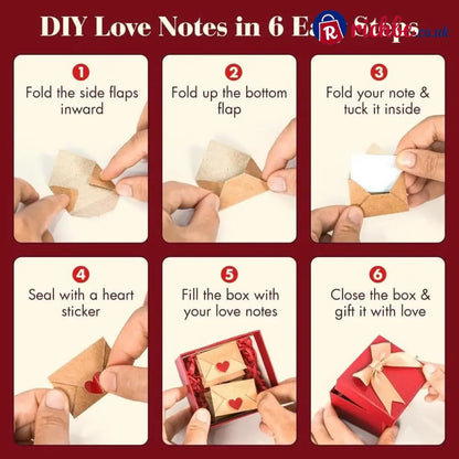 DIY Love Notes Box - Mini Blank Cards & Envelopes for Him Her